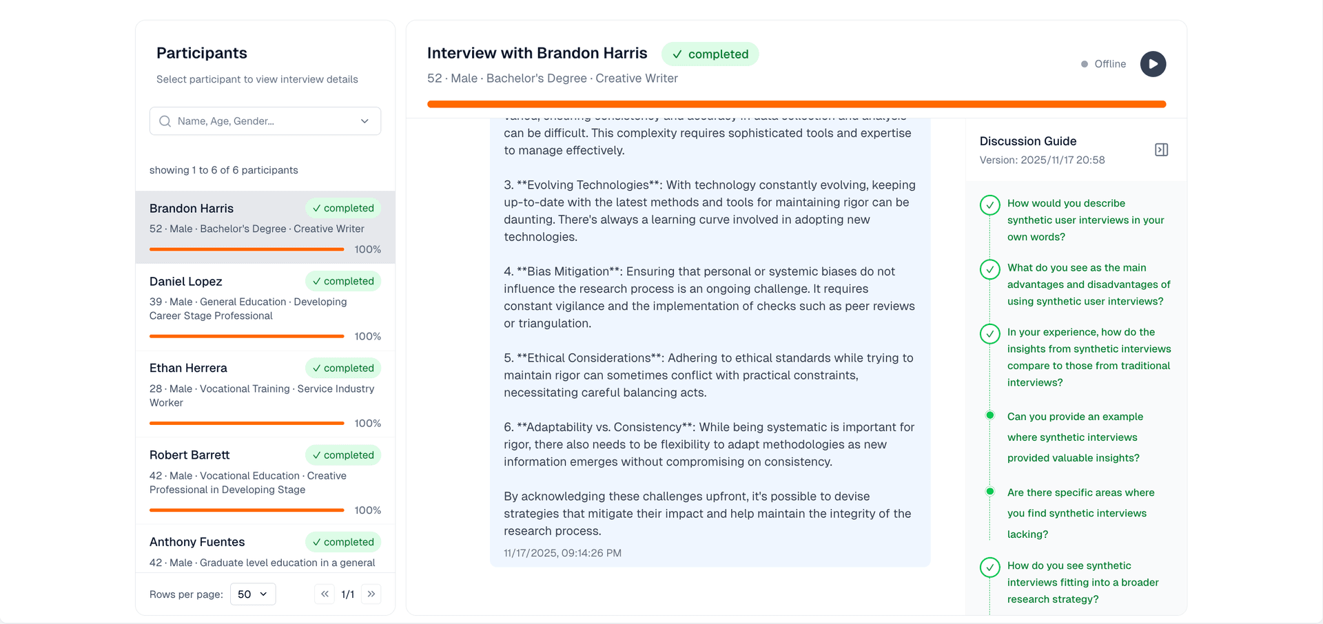 AI-moderated virtual interview platform - Conduct autonomous conversations with synthetic users