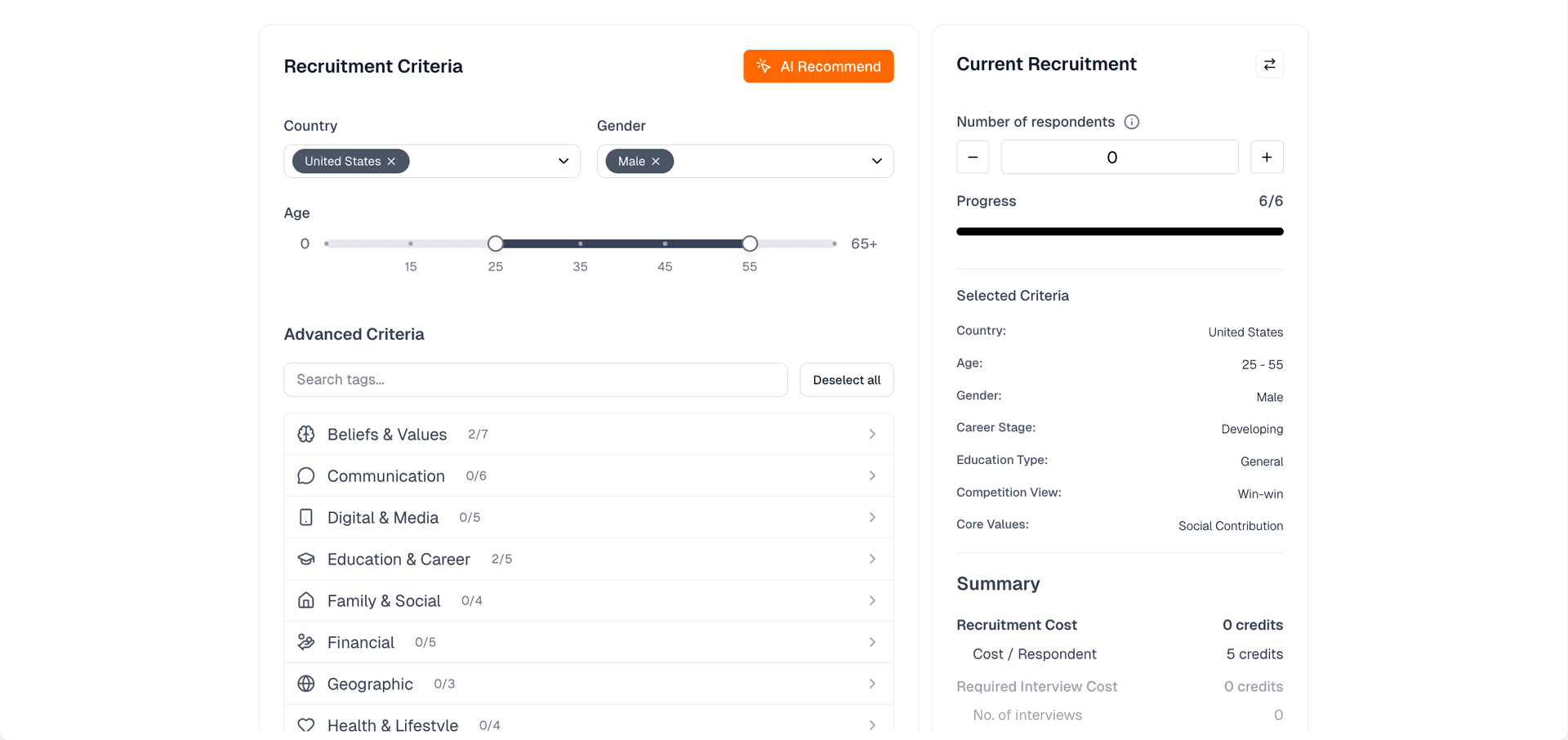 Synthetic user recruitment panel - Generate unlimited AI participants for qualitative research